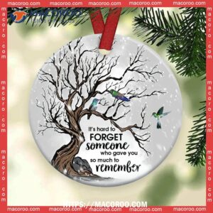 Hummingbird Memorial Hard To Forget Circle Ceramic Ornament, Hummingbird Xmas Ornaments