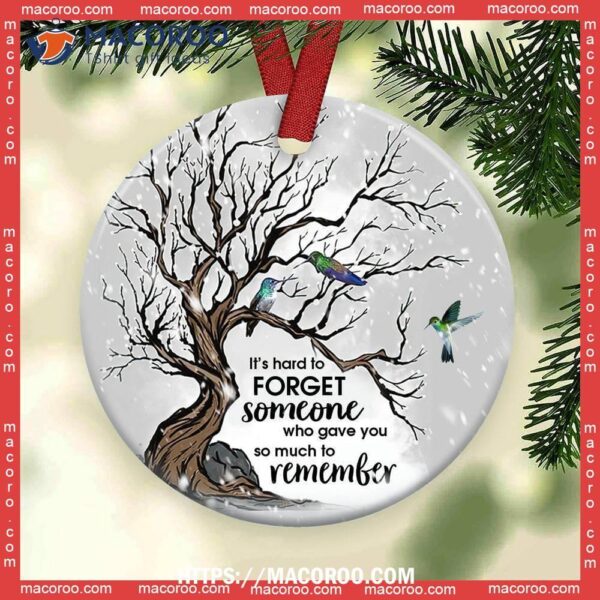 Hummingbird Memorial Hard To Forget Circle Ceramic Ornament, Hummingbird Xmas Ornaments