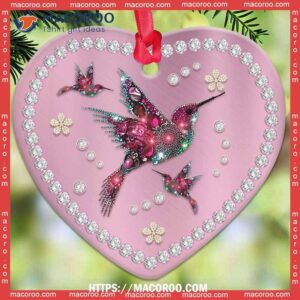 hummingbird pink jewelry style heart ceramic ornament metal hummingbird ornament 1