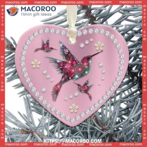 hummingbird pink jewelry style heart ceramic ornament metal hummingbird ornament 2