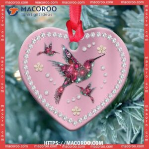 hummingbird pink jewelry style heart ceramic ornament metal hummingbird ornament 3