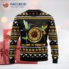 Hummingbird-printed Sunflower-patterned Ugly Christmas Sweater
