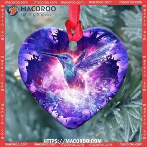 hummingbird purple magical so cool heart ceramic ornament hummingbird christmas ornament 1