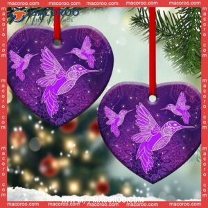 hummingbird purple mandala style heart ceramic ornament christmas ornament hummingbird 3