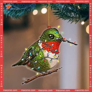 Hummingbird-shaped Custom Flat Acrylic Christmas Ornament Hanging Light