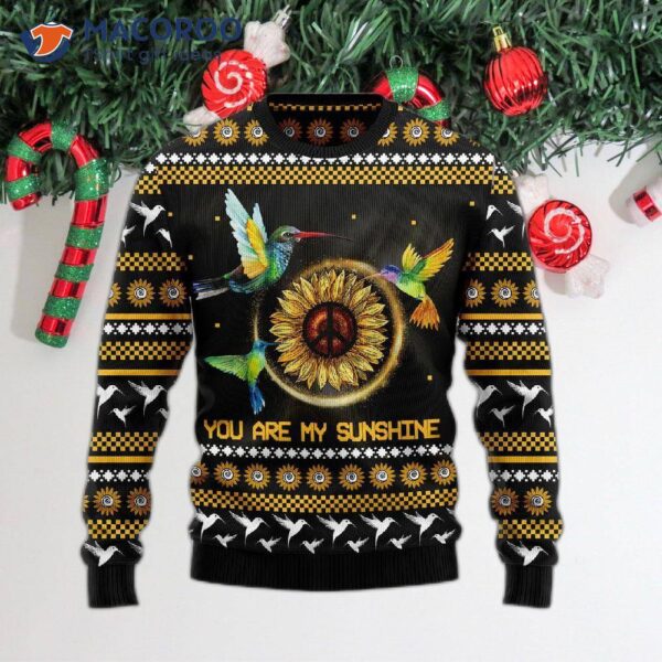 Hummingbird Sunflower Ugly Christmas Sweater