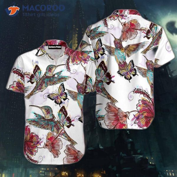 Hummingbird White Hawaiian Shirts