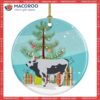 Hungarian Grey Steppe Cow Christmas Ceramic Ornament