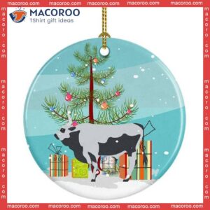 Hungarian Grey Steppe Cow Christmas Ceramic Ornament