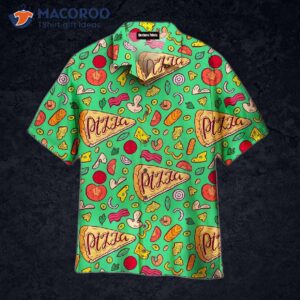 I Always Like Pizza-patterned Green Hawaiian Shirts.
