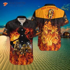 I Am Proud Of The Firefighter Flame Pattern Hawaiian Shirts.