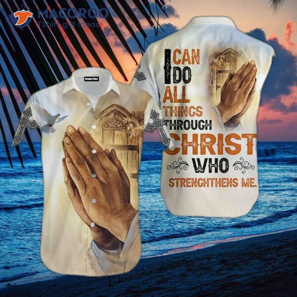 I Can Do All Things Through Christ In White And Yellow Hawaiian Shirts.