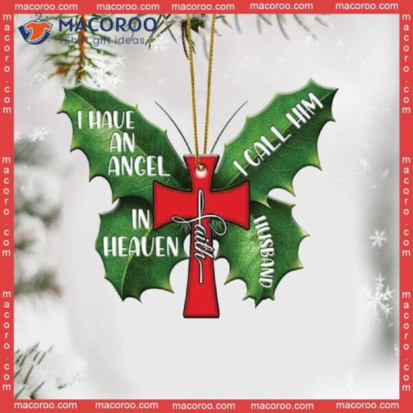 I Have An Angel Cross Merry Christmas Custom-shaped Acrylic Ornament.