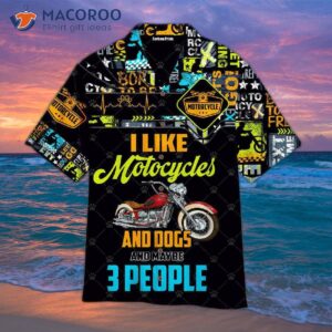 i like motorcycles dogs and maybe three people wearing hawaiian shirts 1