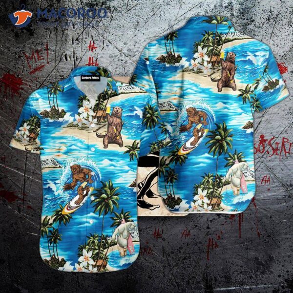 I Love Bear Surfing Hawaiian Shirts.