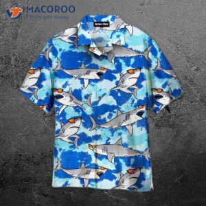 I Love Blue Hawaiian Shirts With A Shark Pattern.