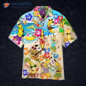 I Love Colorful Hawaiian Shirts With A Pattern Of Bananas, Beaches, Music, And Holidays.