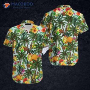 i love dragon patterned hawaiian shirts with tropical green trees 0