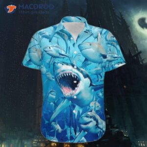 I Love Shark-print Hawaiian Shirts.