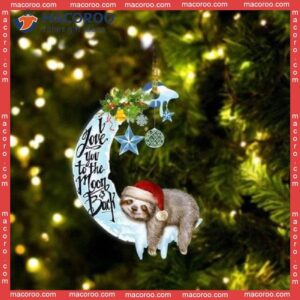 I Love You To The Moon And Back, Sloths Merry Christmas Custom-shaped Acrylic Ornament.