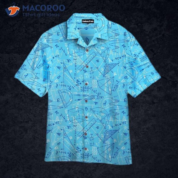 I’m Proud To Be A Math Teacher Wearing Blue Hawaiian Shirt.