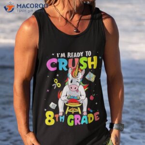 i m ready to crush eighth grade unicorn gamer back school shirt tank top