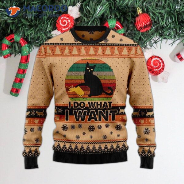 I Want A Black Cat Ugly Christmas Sweater.