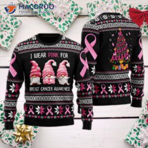 I Wore A Pink, Ugly Christmas Sweater For Breast Cancer Awareness.