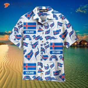 Icelandic Flag White And Blue Hawaiian Shirts