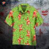 In Love, Light Santa Dancing Christmas Patterned Red And Green Hawaiian Shirts