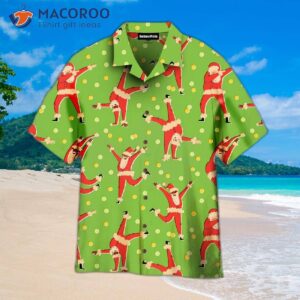 In Love, Light Santa Dancing Christmas Patterned Red And Green Hawaiian Shirts