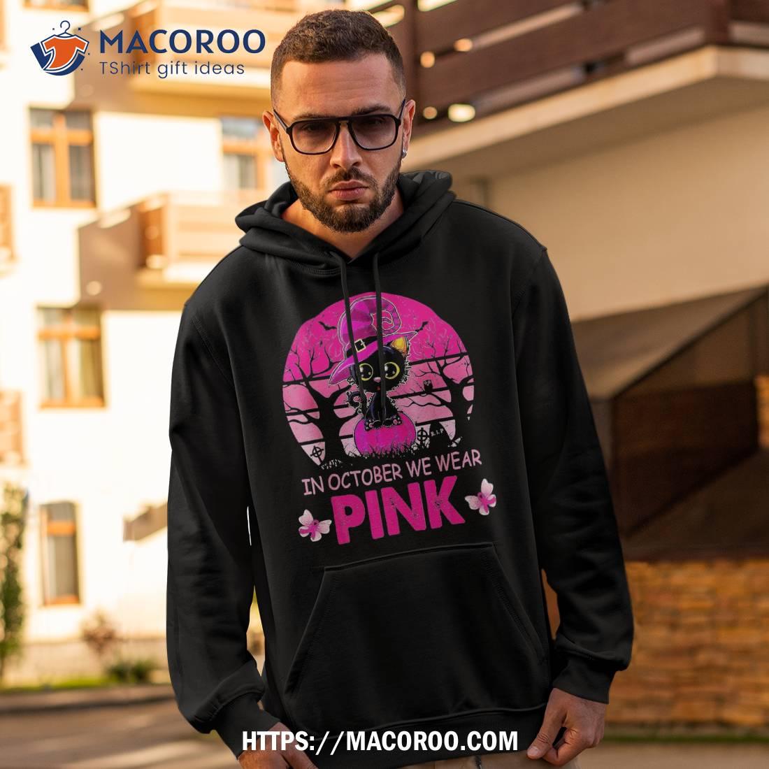October We Wear Pink And Black Leopard Print Pumpkin - Breast Cancer Awareness Pink Font Breast Cancer Warriors