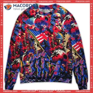 Independence Day Special Star Wars Synthwave Tropical Spiderman Christmas Sweater