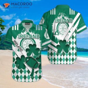 ireland rugby shamrock clover green hawaiian shirts 0