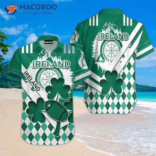 Ireland Rugby Shamrock Clover Green Hawaiian Shirts
