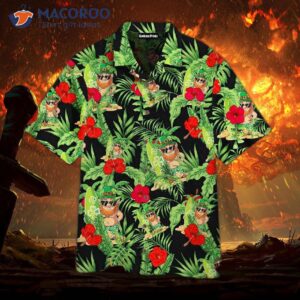 Irish Leprechaun With A Flowery Happy St. Patrick’s Day Green Leaf Hawaiian Shirt