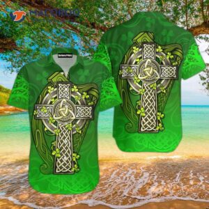 Irish St. Patrick’s Celtic Cross And Harp Hawaiian Shirts