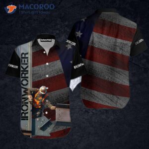 ironworker american flag red and gray hawaiian shirts 1