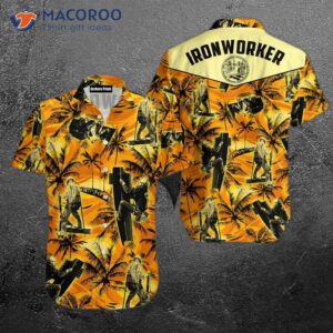 Ironworker Palm Tree Yellow Hawaiian Shirt