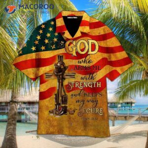 it is god who arms me with strength firefighter hawaiian shirts 0