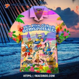 It’s 5 O’clock Somewhere Parrot Party On The Beach Hawaiian Shirt