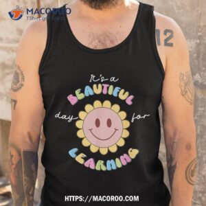 it s beautiful day for learning retro teacher students kids shirt tank top 1