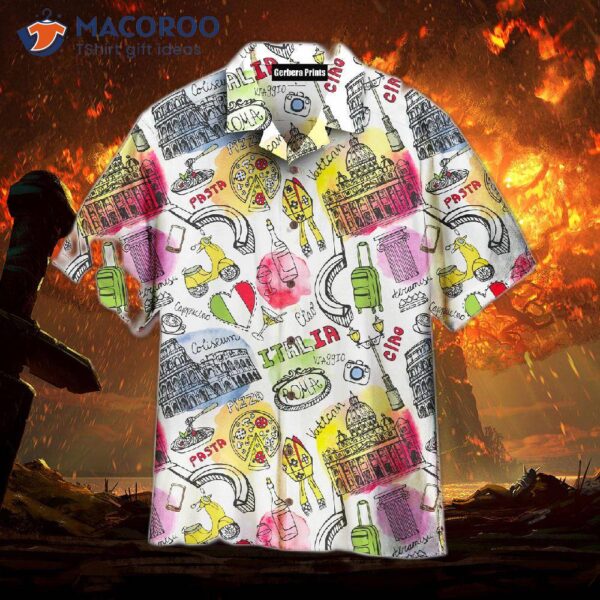 Italian Colorful Pink Hawaiian Shirts