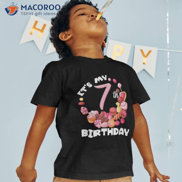 Its My 7th Birthday Candy Candyland Girl 7 Year Old Shirt