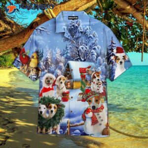 Jack Russell Christmas Snow White Hawaiian Shirts