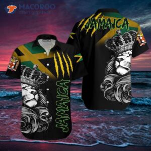 jamaican lion flag black hawaiian shirts 0