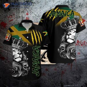 Jamaican Lion Flag Black Hawaiian Shirts