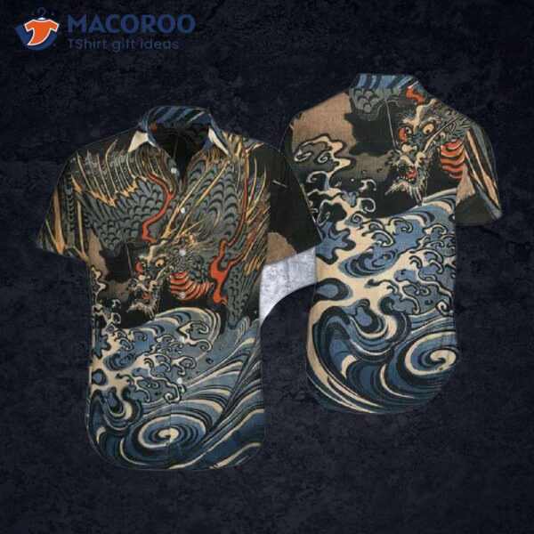 Japanese Aesthetic Ukiyoe Dragon Kanagawa Hawaiian Shirts