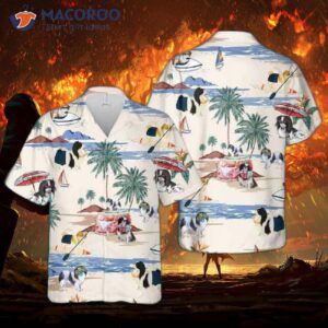 Japanese Chin Summer Beach White Hawaiian Shirts