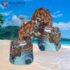 Japanese Tiger Art Orange, Blue, And White Hawaiian Shirts